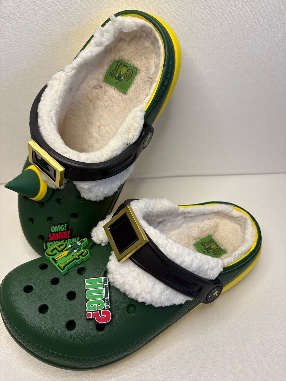 Crocs X Elf Green Fuzzy-Lined Adult Holiday Clog M-5 W-7